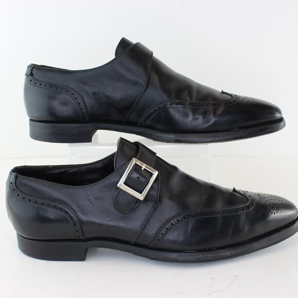 Crockett & Jones Chadwick Black Leather Monk Strap Dress Shoes (8 US) - Picture 3 of 12